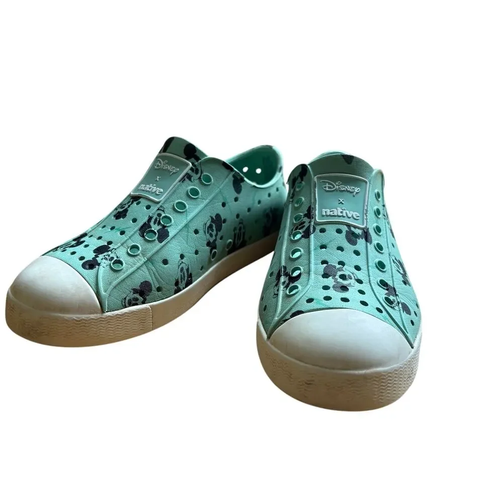 Native x Disney Mickey Mouse Jefferson Slip On Shoes Mint Green Kids